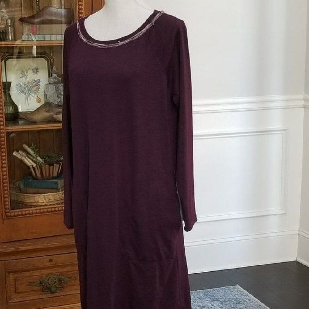 Max Studio Aubergine Casual Dress with Front Pockets Size Medium NWT